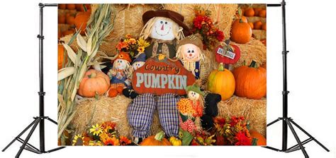 Goeoo Vinyl 5x3ft Autumn Harvest Backdrop Pumpkin Straw Haystack