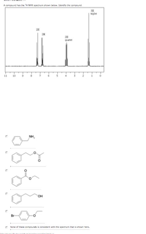 Solved A Compound Has The H Nmr Spectrum Shown Below Chegg Com