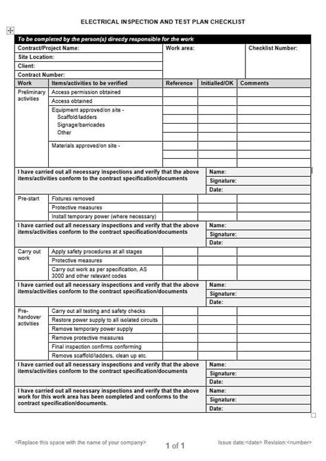 In this blog post we look at creating an interactive checklist in excel. Electrical Inspection and Test Plan Checklist - NECA ...