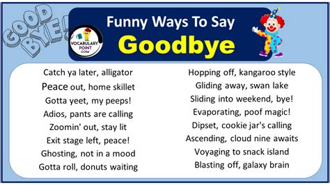 Funny Ways To Say Goodbye Vocabulary Point