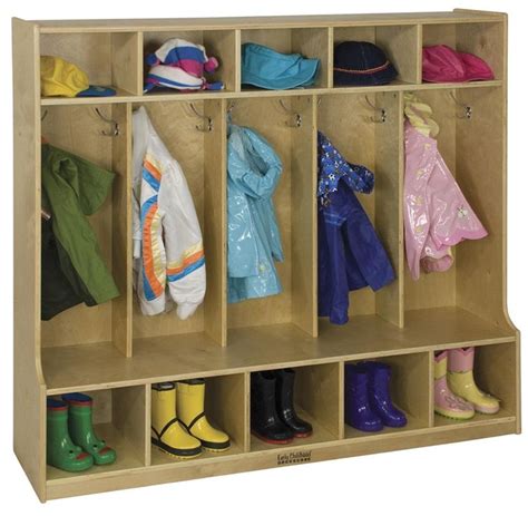 5 Section Coat Locker With Bench Elr 0453 Locker Storage Preschool