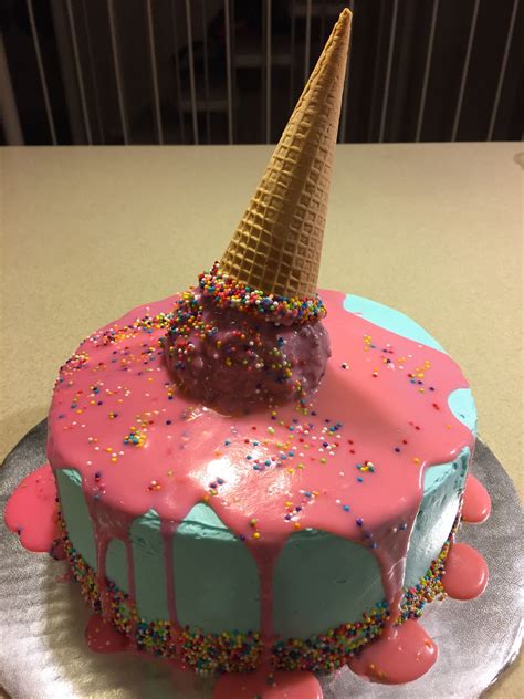 Melting Ice Cream Cone Cake