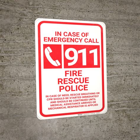 In Case Of Emergency Call 911 With Icon Portrait Wall Sign