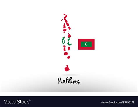 Maldives Country Flag Inside Map Contour Design Vector Image
