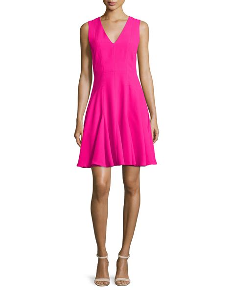 Rebecca Taylor Sleeveless Crepe A Line Dress In Pink Lyst