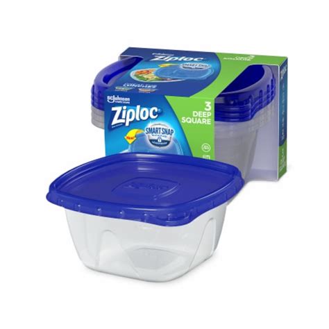 Ziploc® Square Bpa Free Plastic Snap Seal Food Storage Containers 3 Pack 5 Cup Qfc
