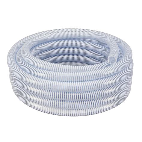Hydromaxx 1 In Dia X 25 Ft Clear Flexible Pvc Suction And Discharge Hose With White Reinforced