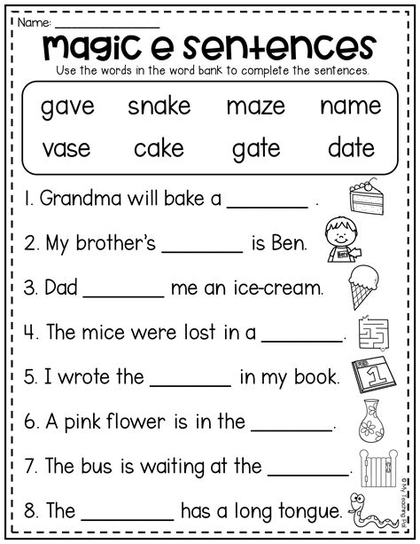 Free Magic E Worksheets