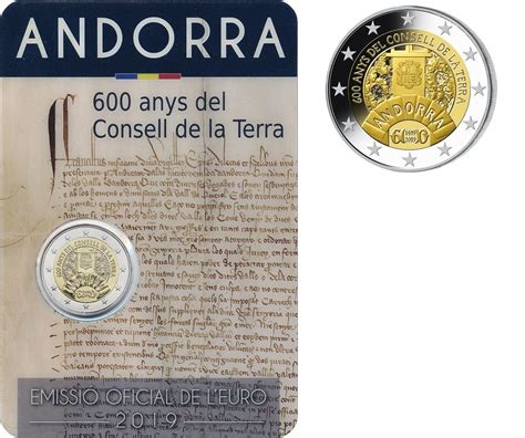 Andorra 2 Euro 600 Jahrestag Des Parlament Consell De La Terra 2019