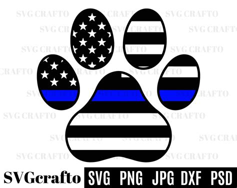 Police Dog Paw Svg Dog Paw K9 Police Flag Svg Png Psd Dxf Etsy