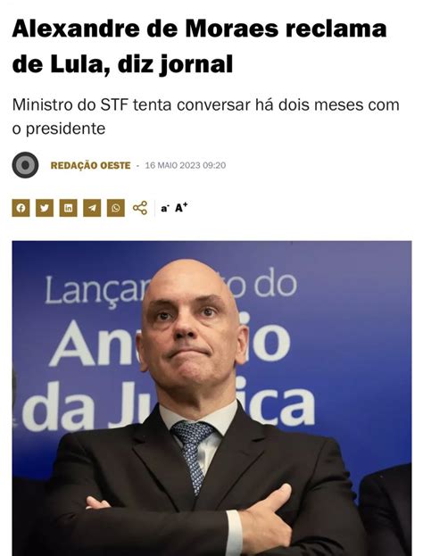 Advogados de Direita Brasil on Twitter Segundo a publicação Moraes disse que conversar com