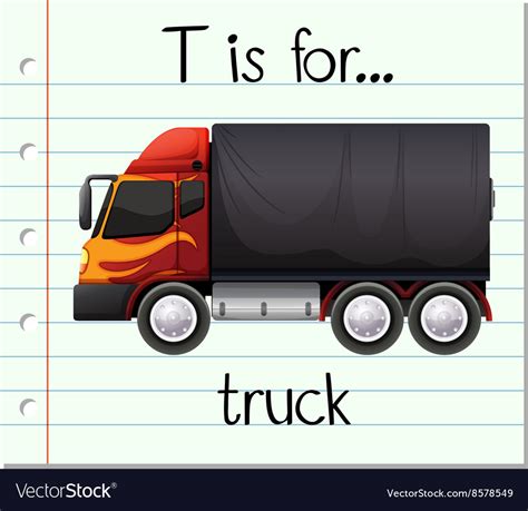 Flashcard Letter T Is For Truck Royalty Free Vector Image