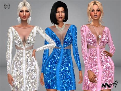 The Sims Resource Cut Triangle Glitter Dress By Martyp • Sims 4 Downloads