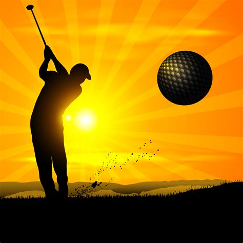 Silhouette Golfer Sunset 622259 Vector Art At Vecteezy