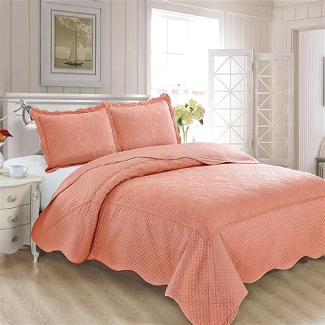 Fancy Collection 3pc Luxury Bedspread Coverlet Embossed Bed Cover Solid