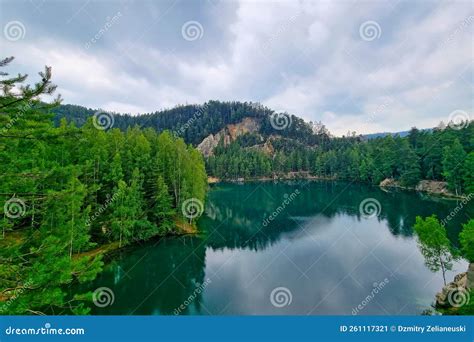 Picturesque Mountain Lake With Turquoise Water In The Forest Stock