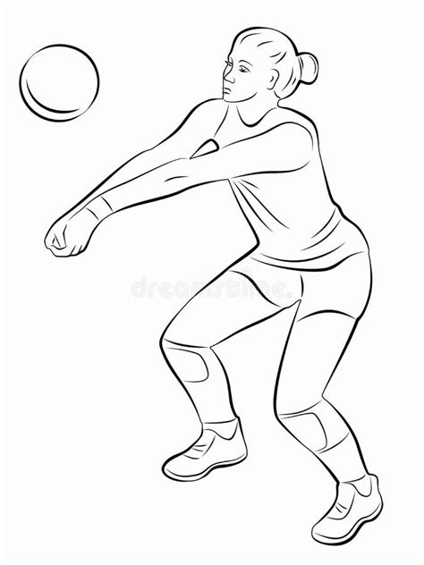 Illustration Of A Volleyball Player Woman Vector Draw Stock Vector