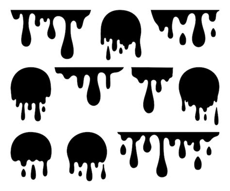 Premium Vector Isolated Dripping Paint Melted Drip Black Drops Liquid