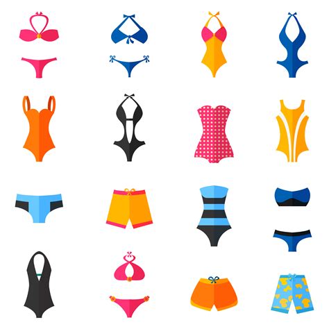 Swimwear Flat Icons Set 469687 Vector Art At Vecteezy
