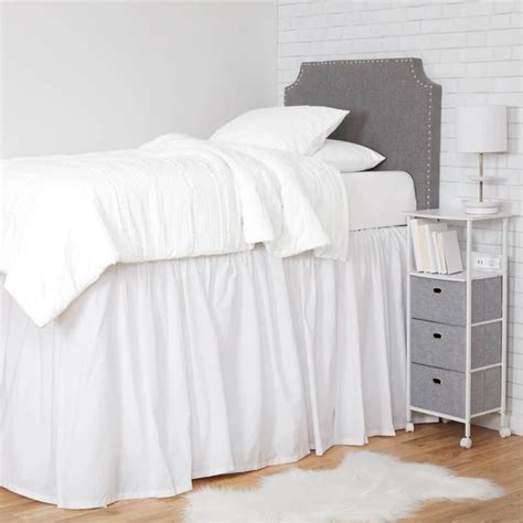 Extra Long Dorm Bed Skirt In 2020 White Dorm Room College Dorm Room Decor Dorm Bedding