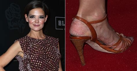 Katie Holmes Reveals Big Feet With Short Side Parted Hairstyle