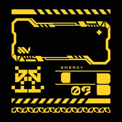 Hud Futuristic Frame Border Game Swag Elements Pack Yellow Line Cyber