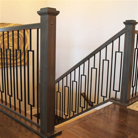 Contemporary Rectangle Stair Wrought Iron Balusters 10 Pack Modern