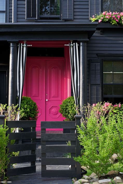 And, don't get stuck on black doors. Black house with pink doors and striped drapes. The front ...