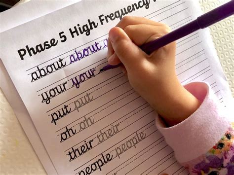Cursive Handwriting Worksheets High Frequency Words Reception Phonics