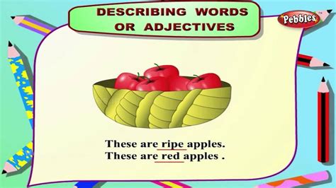 The basic function of an adjective is to modify a noun — not verbs or any other kind of word. Describing Words Adjectives | Learn English Speaking ...