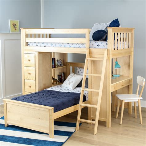 Get it as soon as fri, may 21. All in One Loft Bed Storage Study + Twin Bed Natural | Jackpot
