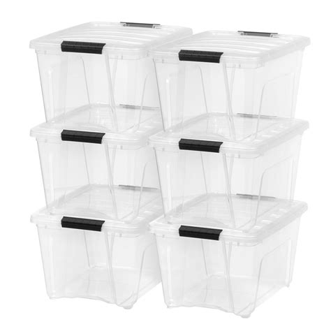 Iris Usa 32 Qt Clear Plastic Storage Box With Latches 6 Pack Walmart
