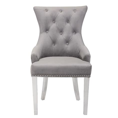 Suitable for use on any surface type. Light Grey Plush Velvet Dining Chair Set of 2 | Grey ...