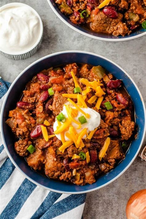 Chunky Chili Recipe With Ground Beef Stew Beef The Novice Chef