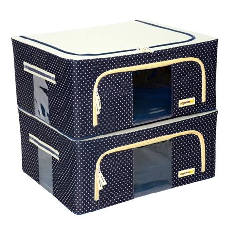 Organizeme 2 Pack 12 In W X 16 In H X 8 In D Blue Fabric Collapsible