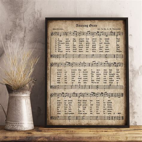 Sheet music kalimba sheet music amazing grace. Amazing Grace Print, Printable Vintage Sheet Music, Instant Download, Antique Hymn ...