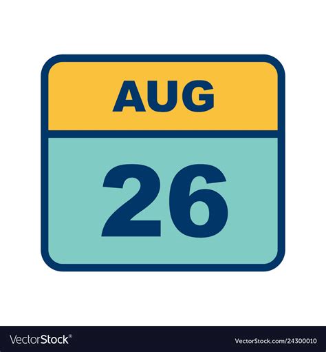 August 26th Date On A Single Day Calendar Vector Image