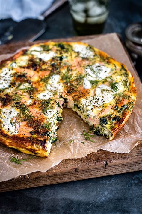 Don't worry, there's still cream cheese involved. Cottage cheese, kale and smoked salmon frittata - low ...