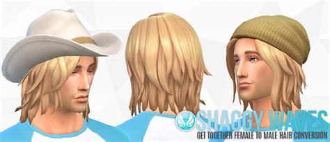 Simsational Designs Shaggy Waves Gt Female To Male Hair Conversion