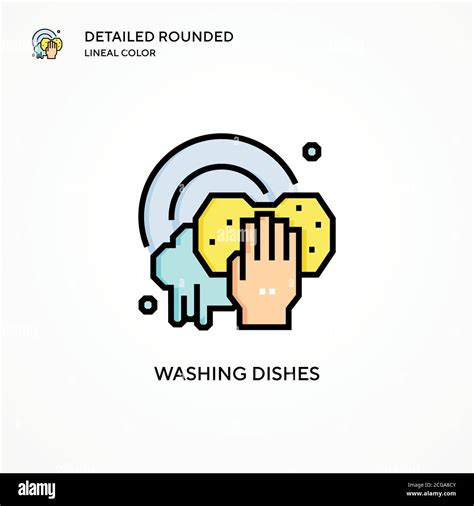 Washing Dishes Vector Icon Modern Vector Illustration Concepts Easy