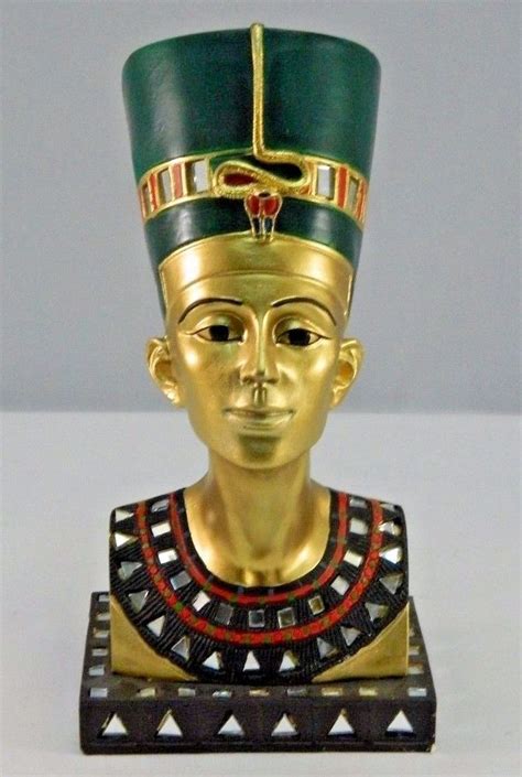 Egyptian Legend Myth Queen Nefertiti Golden Figurine Statue 975 Tall