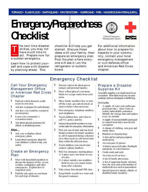 Emergency Preparedness Plan Emergency Preparedness Checklist Disaster