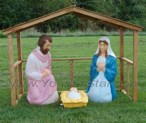 Please keep in mind a lamp cord and led bulb are included. Lighted Outdoor Nativity Scene with Stable | Christmas ...