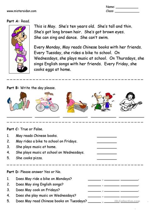 worksheets for english lessons