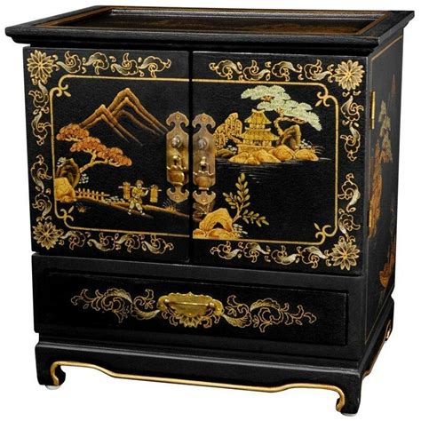 Black lacquered furniture with subtle detailing will look fantastic against the simple back drop of a clean white wall. Oriental Furniture Lacquer Black Crackle Empress Jewelry ...