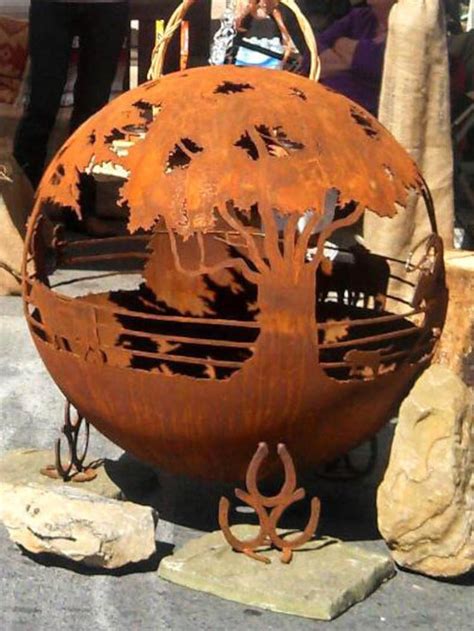 Round Up Ranch Fire Pit Sphere With Flat Steel Base Or Etsy Australia