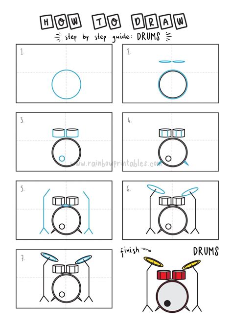 How To Draw A Drum Set Step By Step