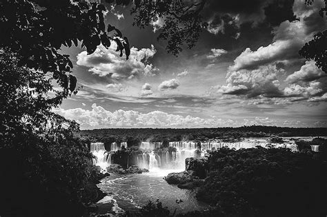Iguazu Falls Waterfalls Landscape River Trees Sky Clouds Nature