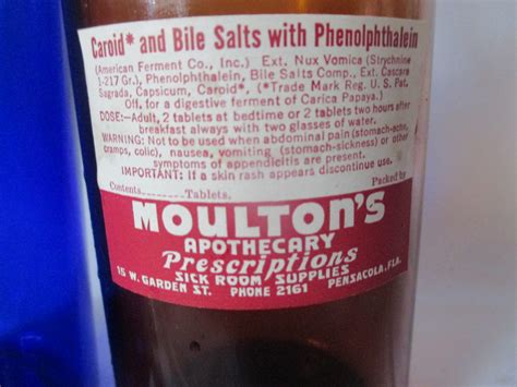 Pharmacy labels must be clear, legible and have understandable directions for proper use. Antique Moulton's Pharmacy Blue and Amber Glass Corked ...