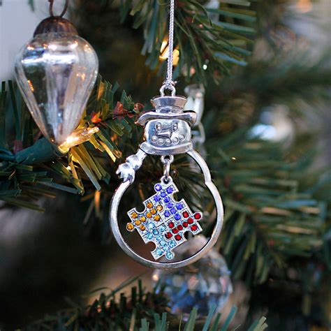 40 Carat Pave Autism Jigsaw Charm Christmas Holiday Ornament